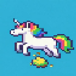 Pixelated Farting Unicorn logo